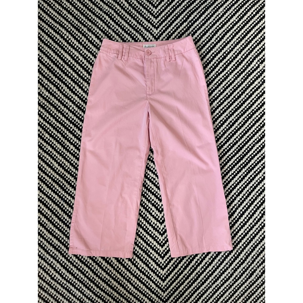 Chadwicks Pink Cotton Cropped Wide Leg Pants Side Slit Size 8 Womens